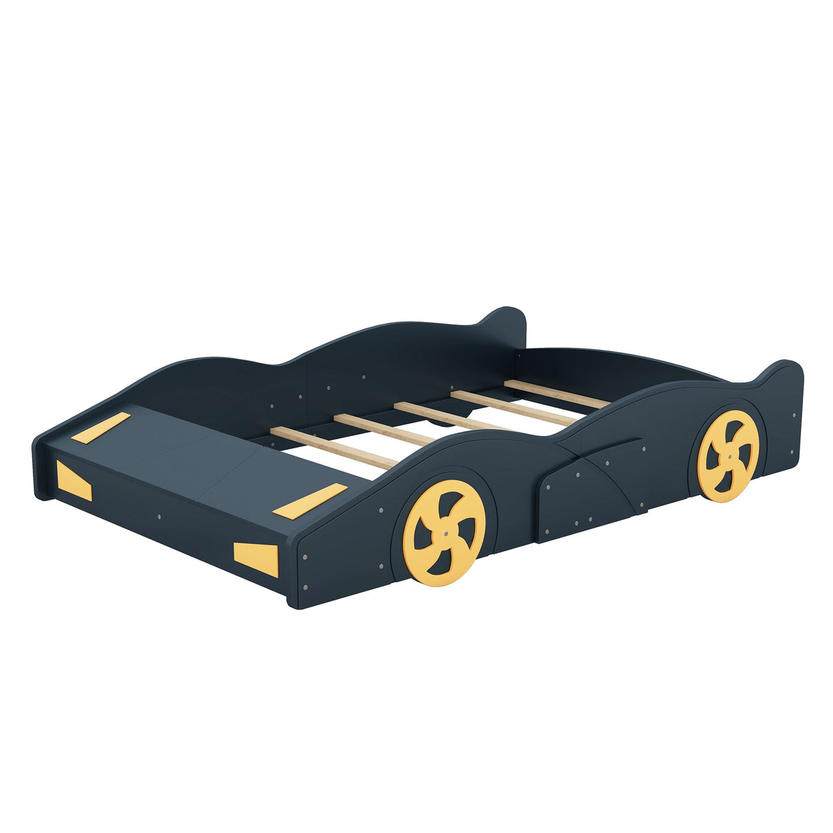 Kids Full Size Race Car Bed with Wheels and Storage