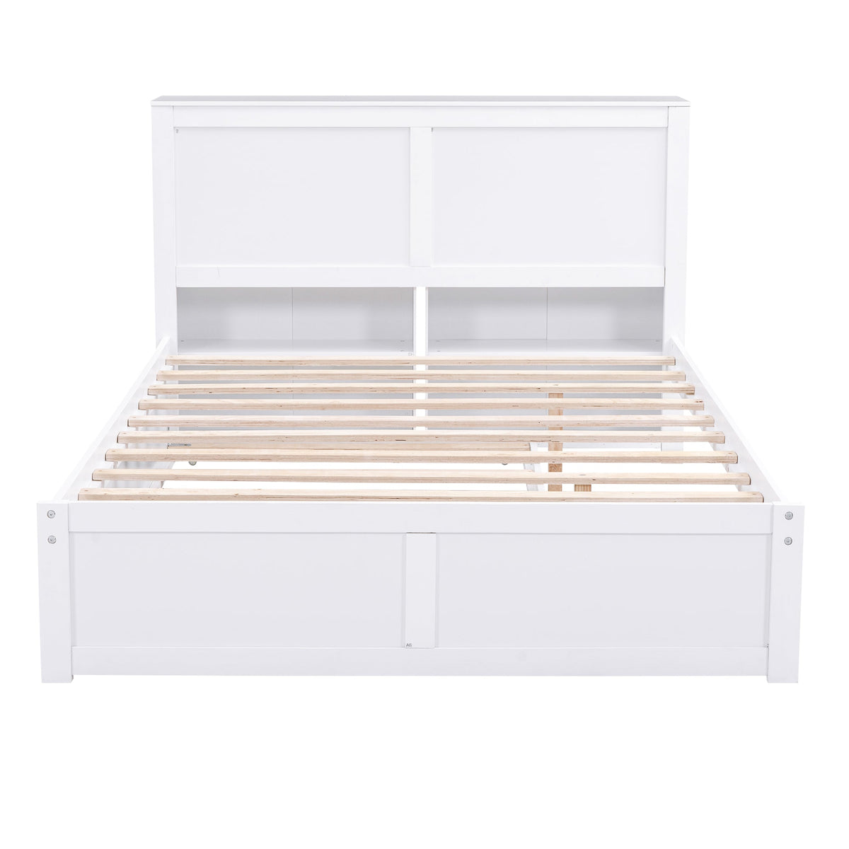 Full Size Platform Bed with Bookcase Headboard & Trundle