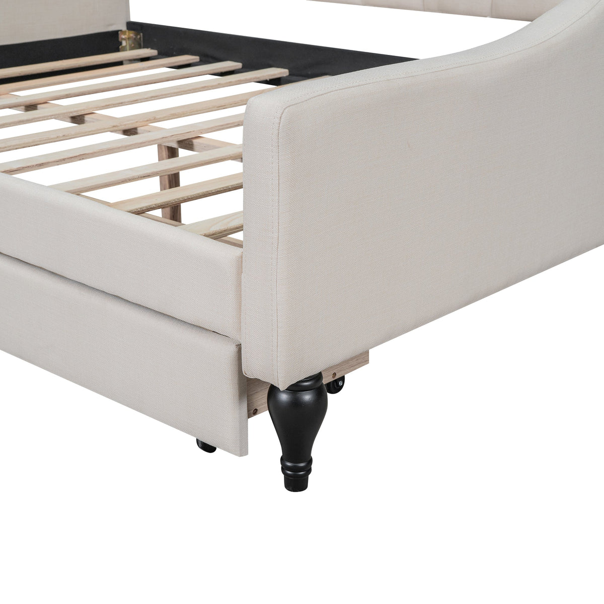 Full Size Tufted Daybed with Storage Drawers, Beige