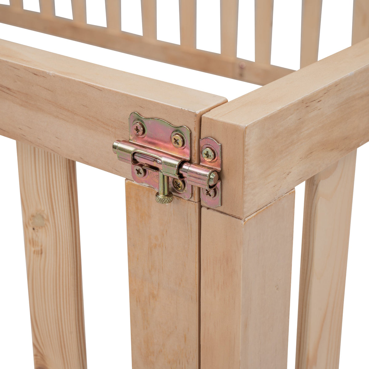 Full Size Wood Toddler Bed Frame with Safety Fence & Gate