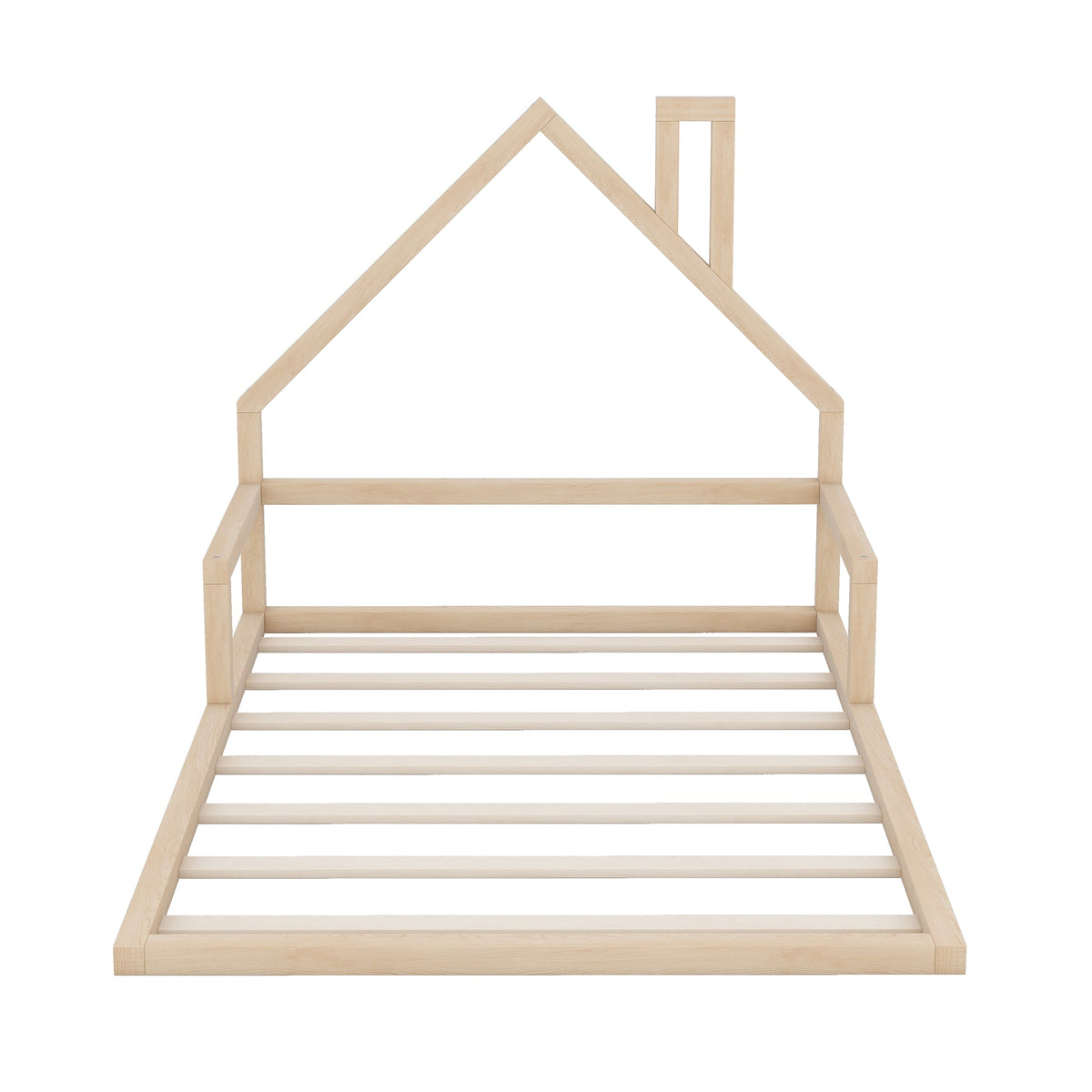 Full Size Kids Floor Bed with House-Shaped Headboard