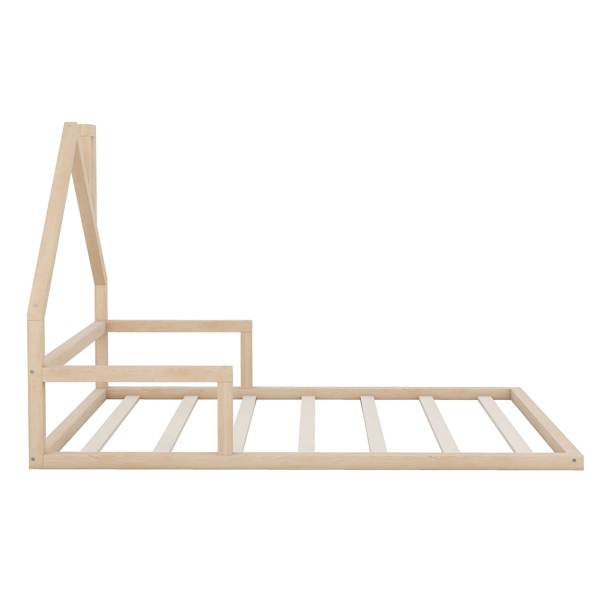 Full Size Kids Floor Bed with House-Shaped Headboard