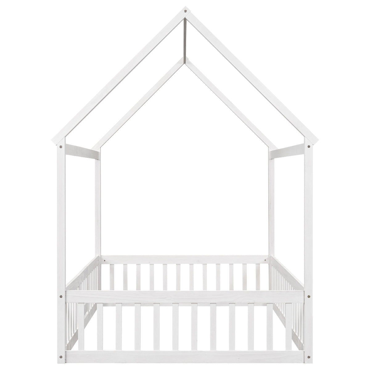 Full Size House Bed with Guard Rails and Gate