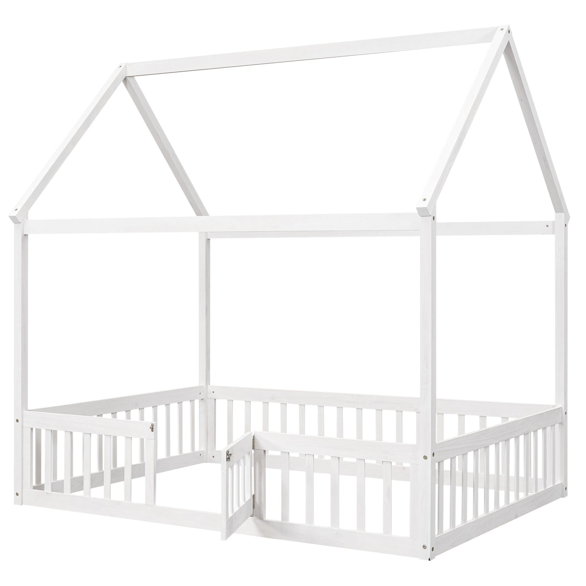 Full Size House Bed with Guard Rails and Gate