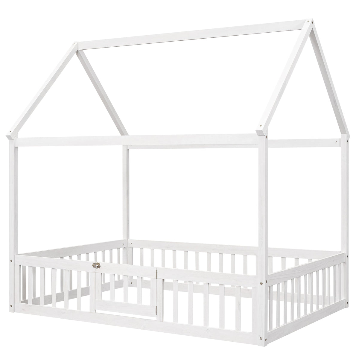 Full Size House Bed with Guard Rails and Gate