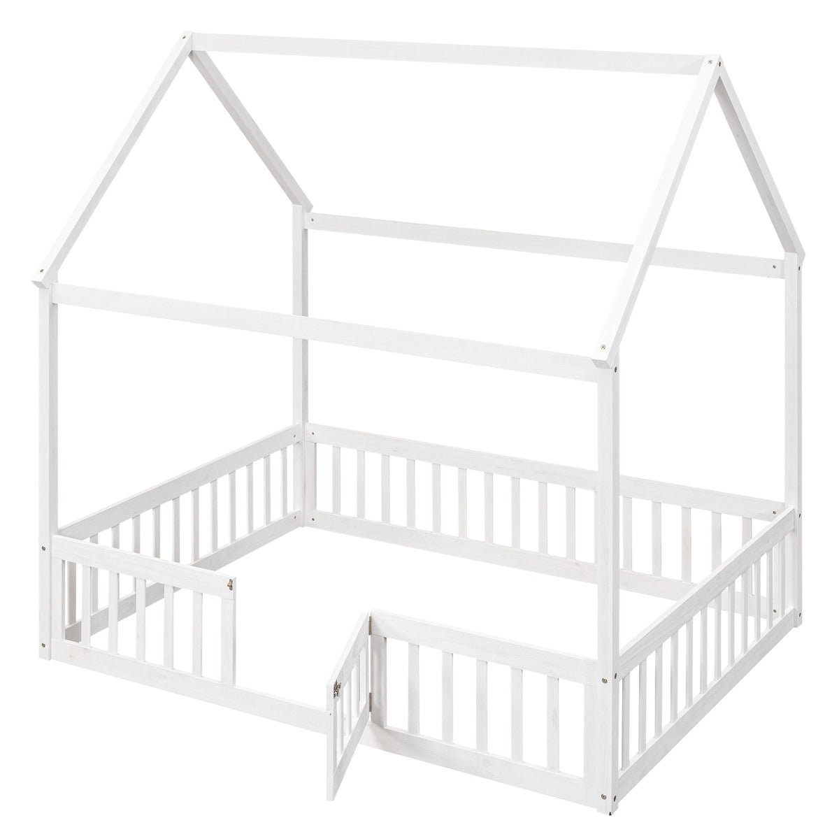 Full Size House Bed with Guard Rails and Gate