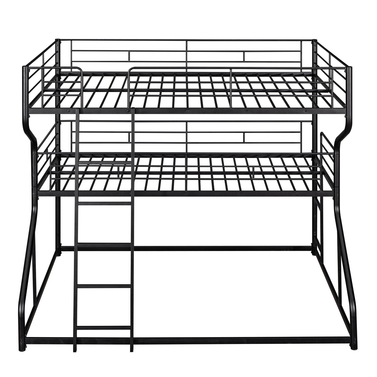 Triple Bunk Bed for Three Sleepers, Black Metal Frame
