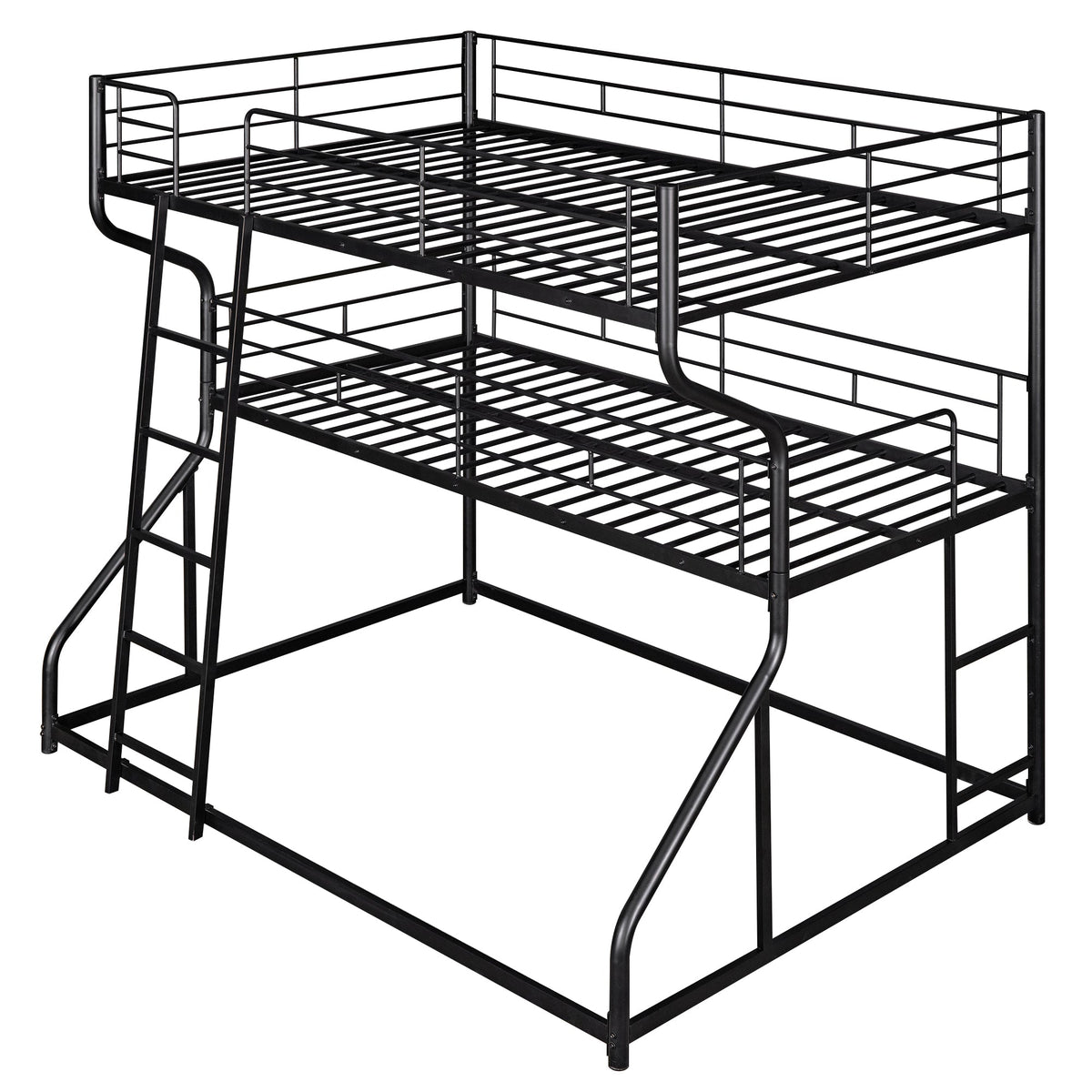 Triple Bunk Bed for Three Sleepers, Black Metal Frame