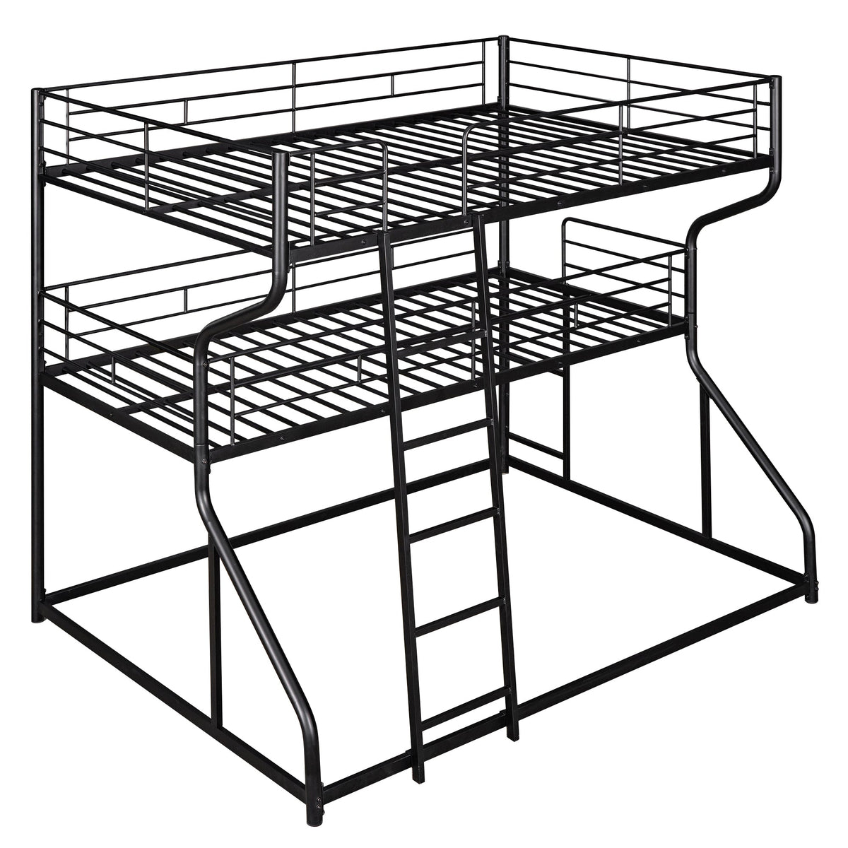 Triple Bunk Bed for Three Sleepers, Black Metal Frame