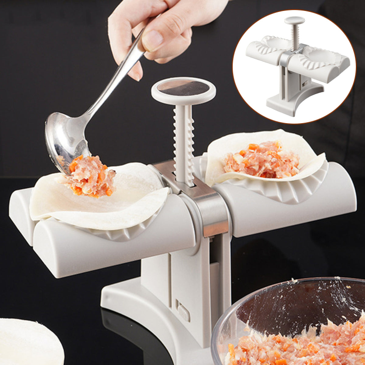 Dumpling Press Machine With Pleated Pinch Edge Molds