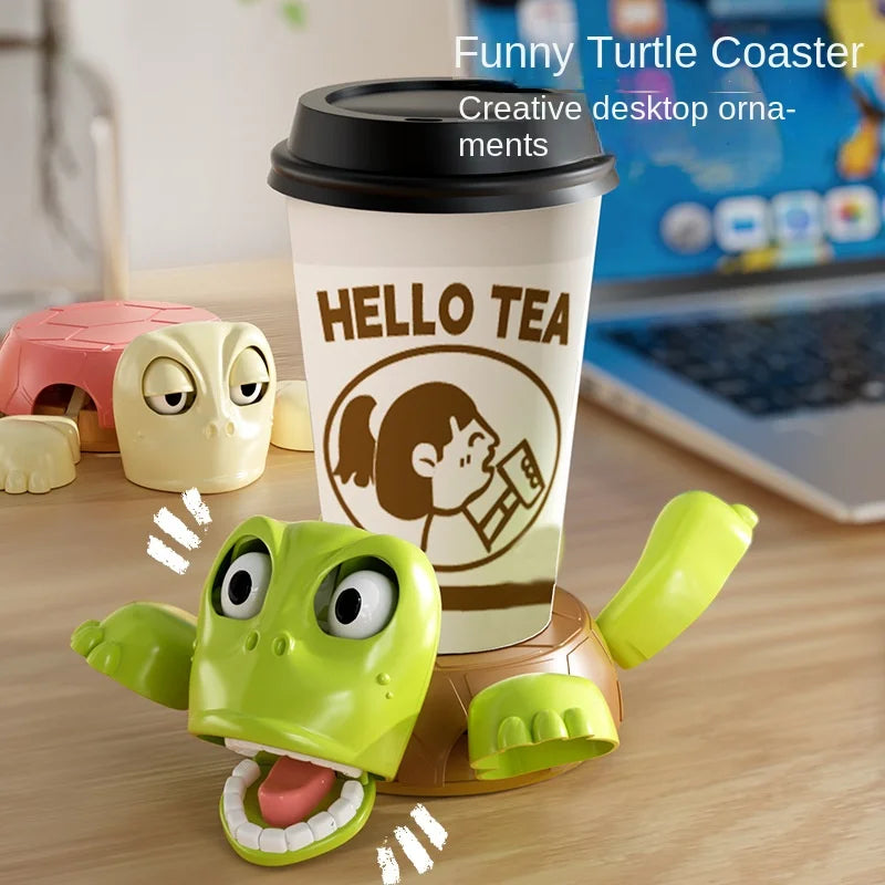 Turtle Cup Coaster & Playful Desk Toy Gift Accessory