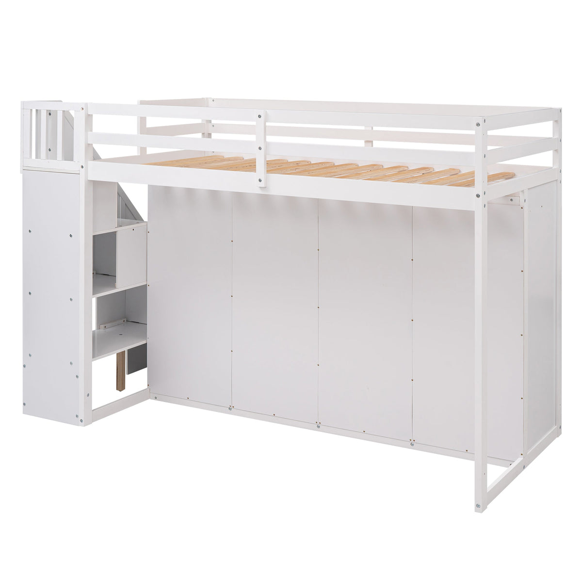 Loft Bed with Wardrobes and Drawers for Small Rooms