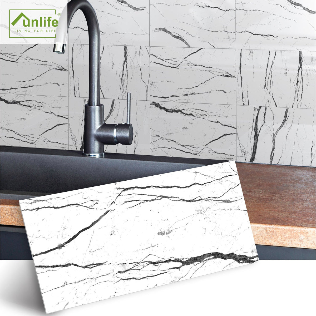 Peel-and-Stick Marble Wall Tiles for Waterproof Style