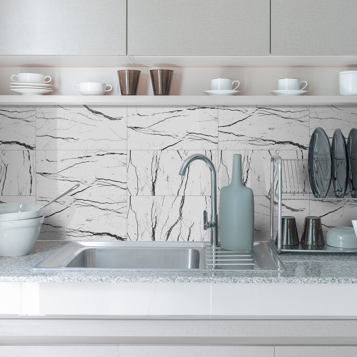 Peel-and-Stick Marble Wall Tiles for Waterproof Style