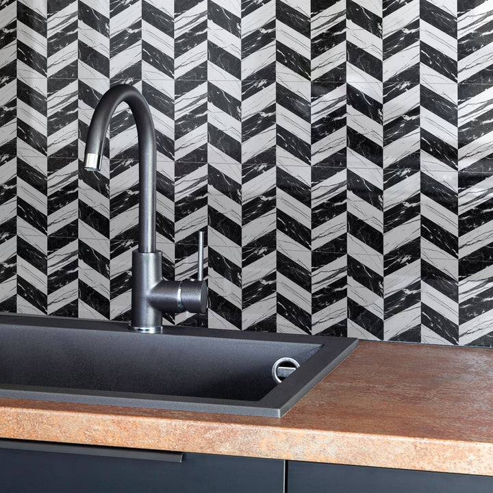 Marble-Look PVC Backsplash Stickers for Easy Makeovers