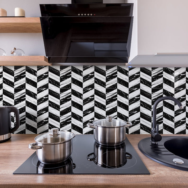 Marble-Look PVC Backsplash Stickers for Easy Makeovers