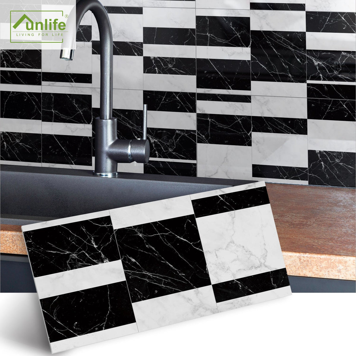 Marble Mosaic Tile Stickers for Quick Backsplash Makeovers