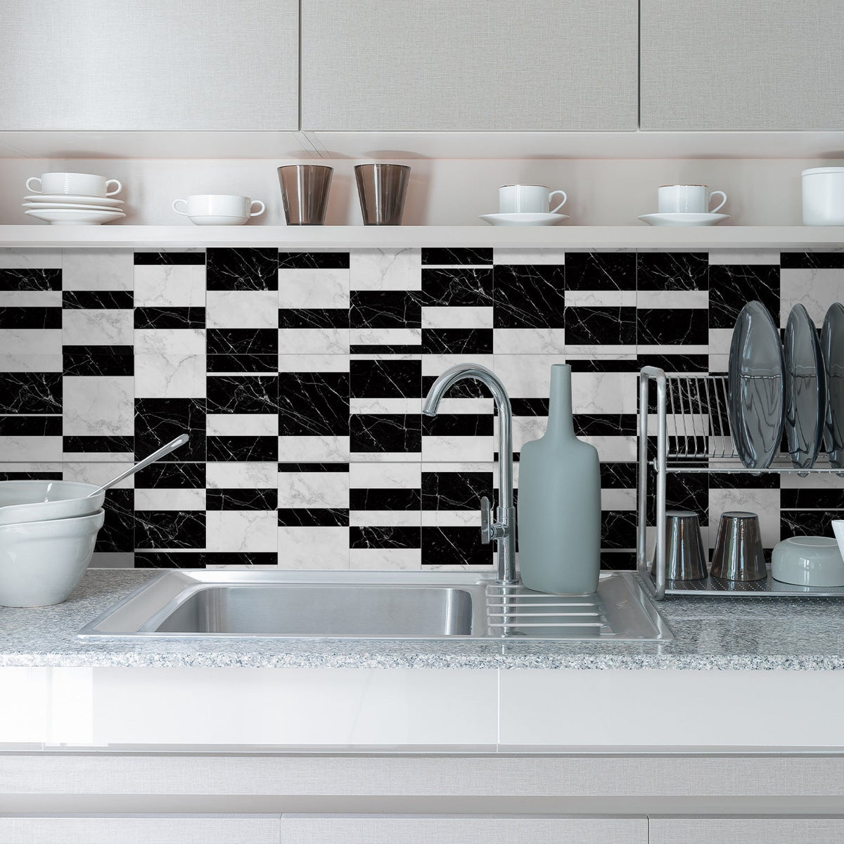 Marble Mosaic Tile Stickers for Quick Backsplash Makeovers