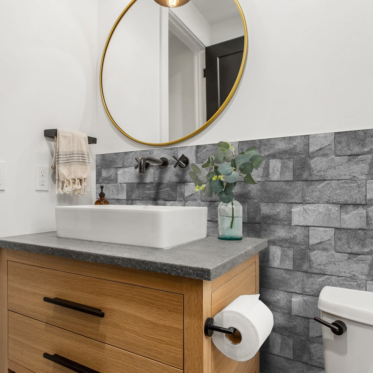 Gray Brick Wall Stickers for Fast Industrial Decor