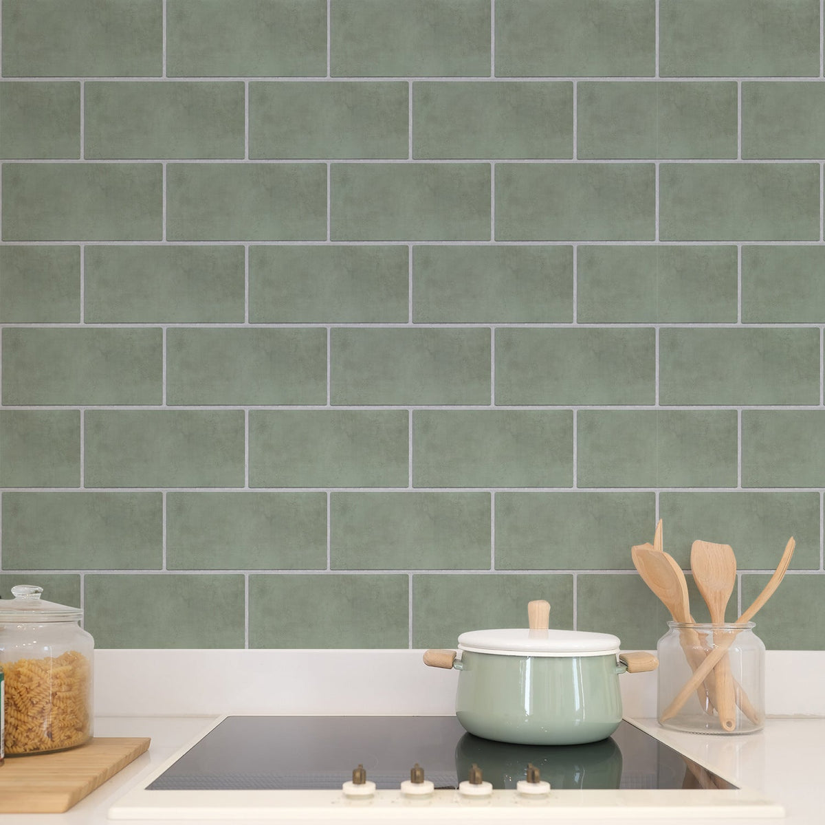 Peel-and-Stick Tile Stickers for Sage-Green Backsplash