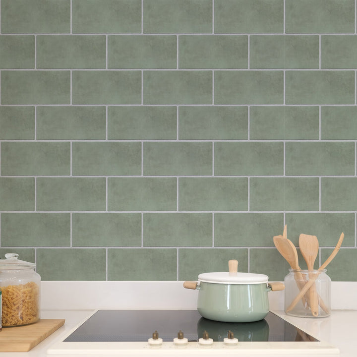 Peel-and-Stick Tile Stickers for Sage-Green Backsplash