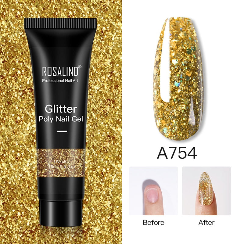 Glitter Poly Nail Gel Extensions for Salon-Style Sparkle