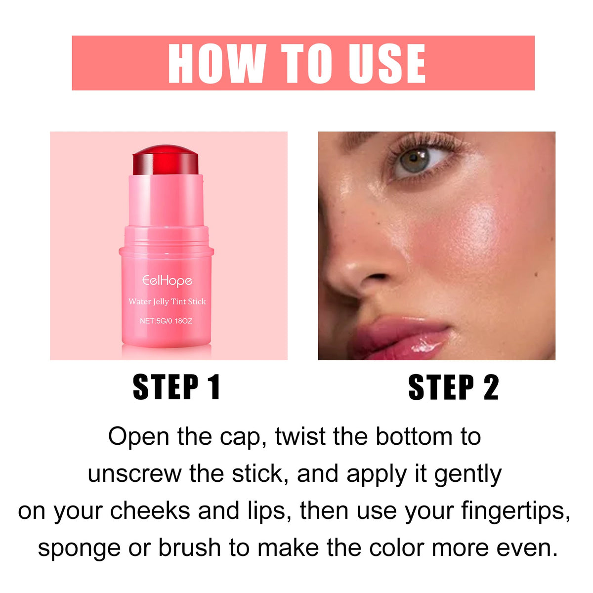 Water Jelly Tint Stick for Natural, Buildable Lip Color