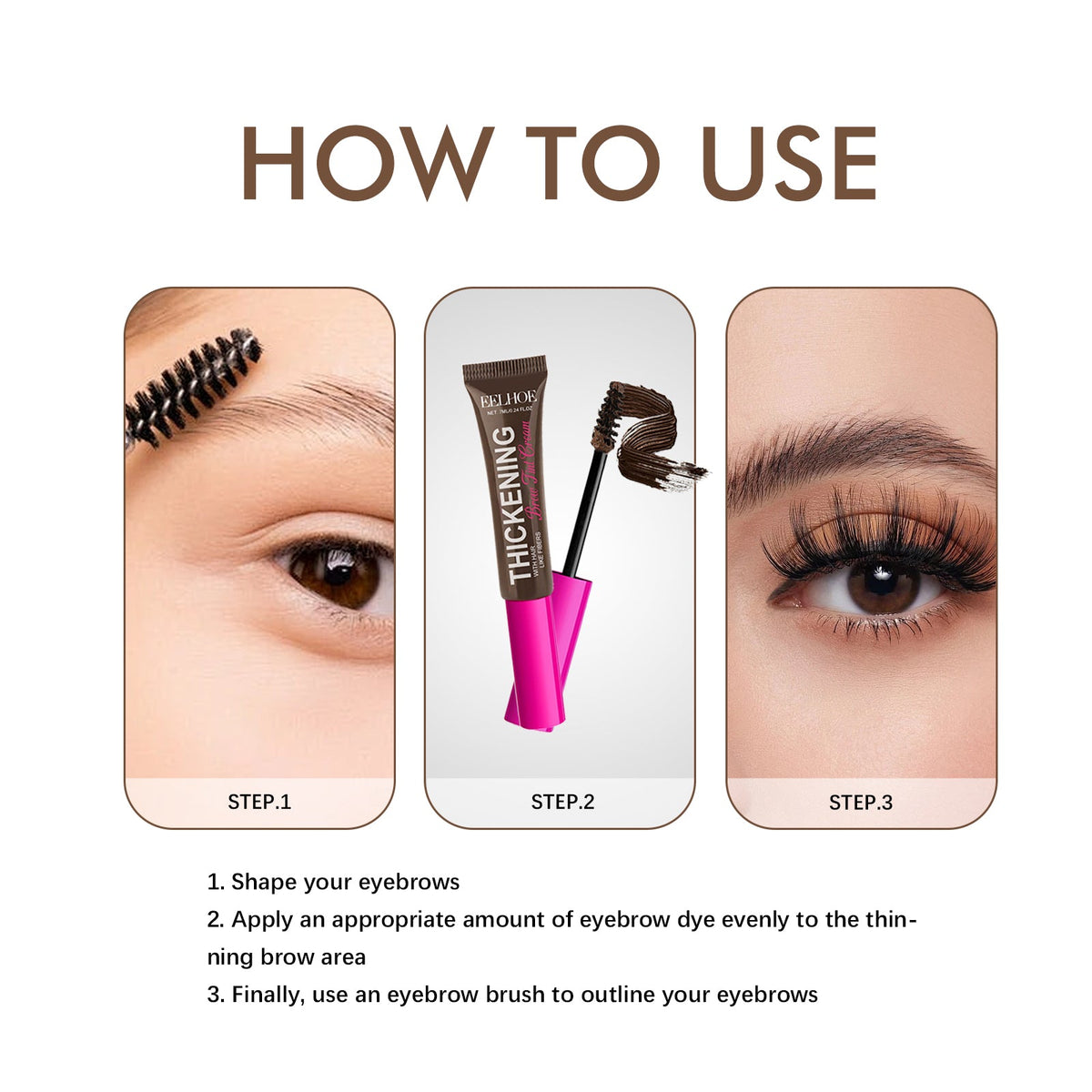 Fiber Brow Gel with Hairlike Fibers for Fuller Brows