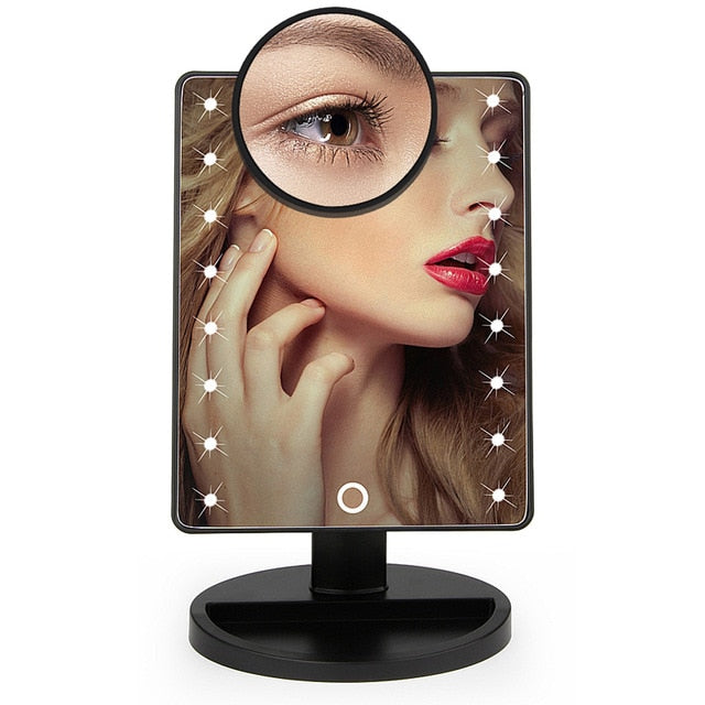 22 LED Lights Touch Screen Makeup Mirror 1X 10X Table Deskto