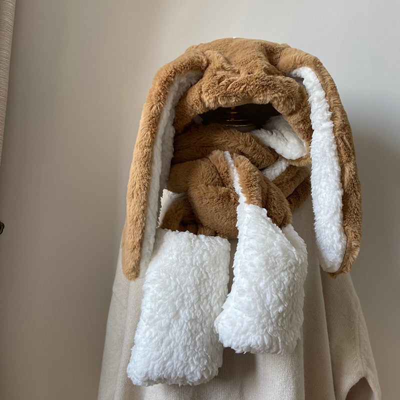 Bunny Ear Hooded Scarf Set — Cute 3‑in‑1 Winter Accessory