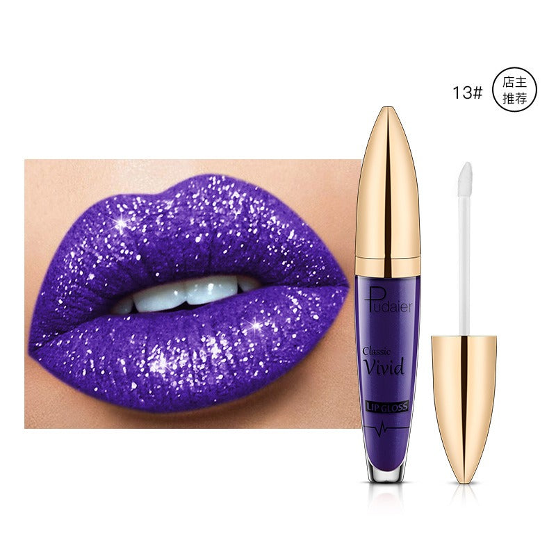 Lip Gloss — Diamond Glitter, Vivid High-Shine Color