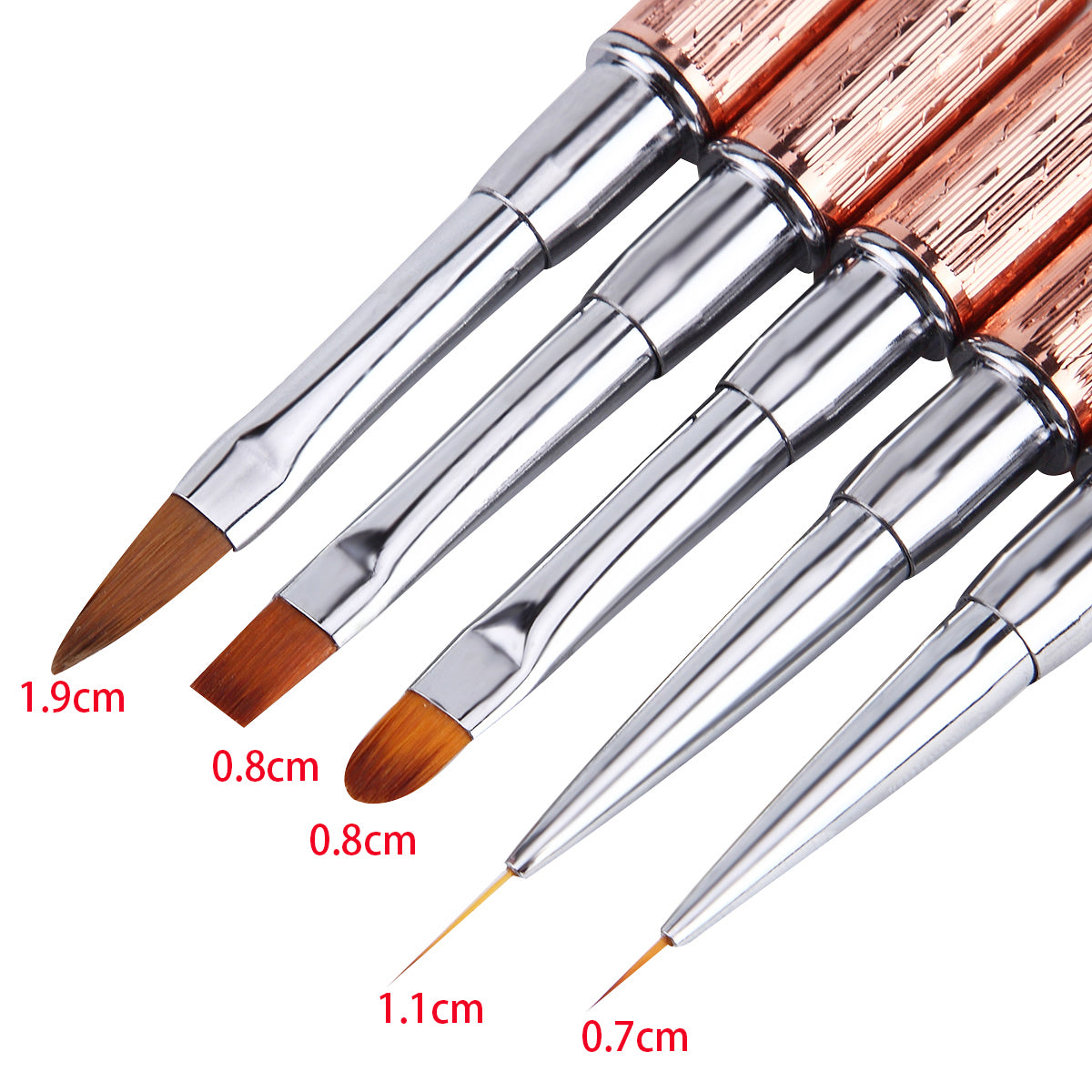 Nail Art Brushes Set — Crystal Rose Gold Precision Tools