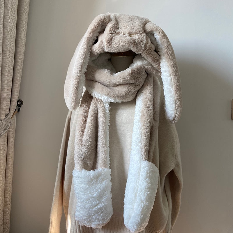 Bunny Ear Hooded Scarf Set — Cute 3‑in‑1 Winter Accessory