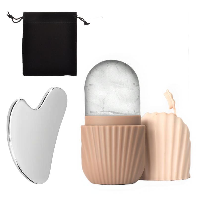 Ice Roller & Gua Sha Set for Face Depuffing & Pain Relief