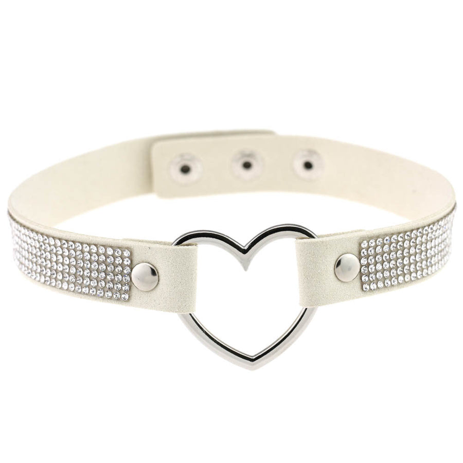 Rhinestone Heart Choker — Statement Harajuku Collar in 10