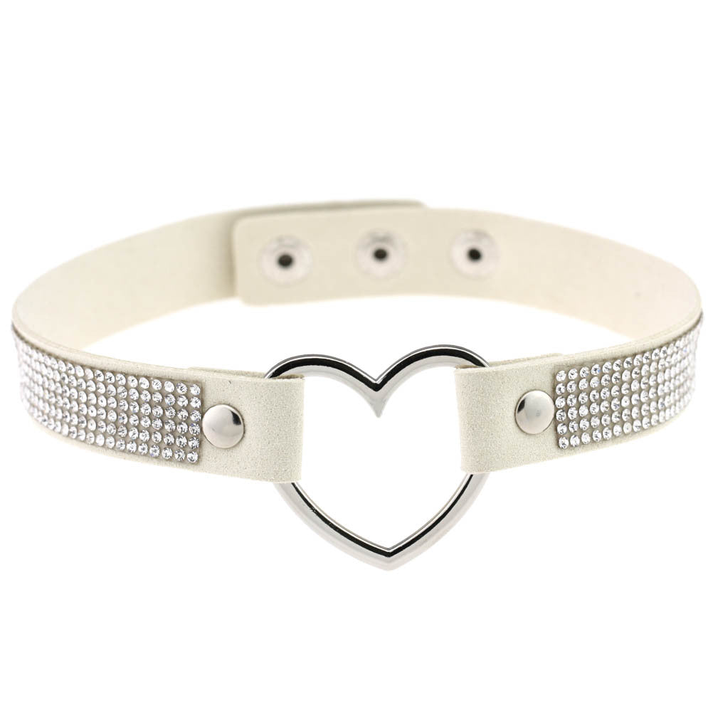 Rhinestone Heart Choker — Statement Harajuku Collar in 10