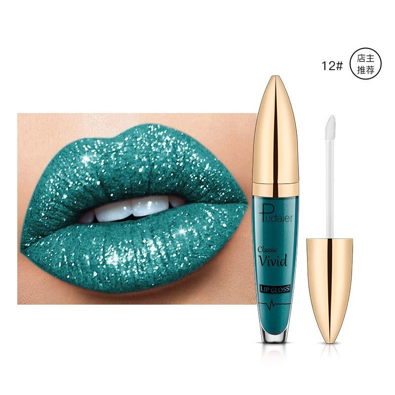 Lip Gloss — Diamond Glitter, Vivid High-Shine Color