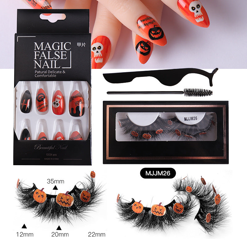 Halloween False Eyelashes & Nail Art Set | Dramatic Look