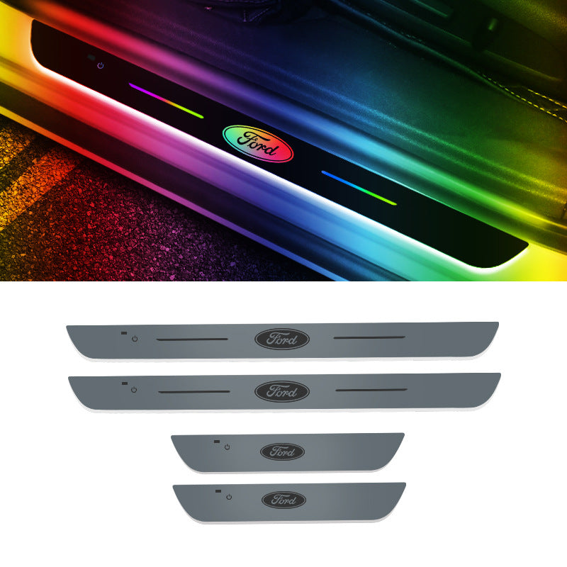 LED Door Sill Scuff Plates — Customizable RGB Neon Lighting