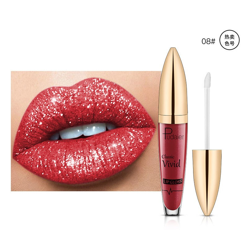 Lip Gloss — Diamond Glitter, Vivid High-Shine Color