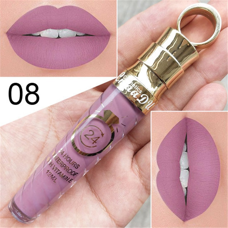 Waterproof Matte Lip Gloss - 20 Long-Lasting Shades