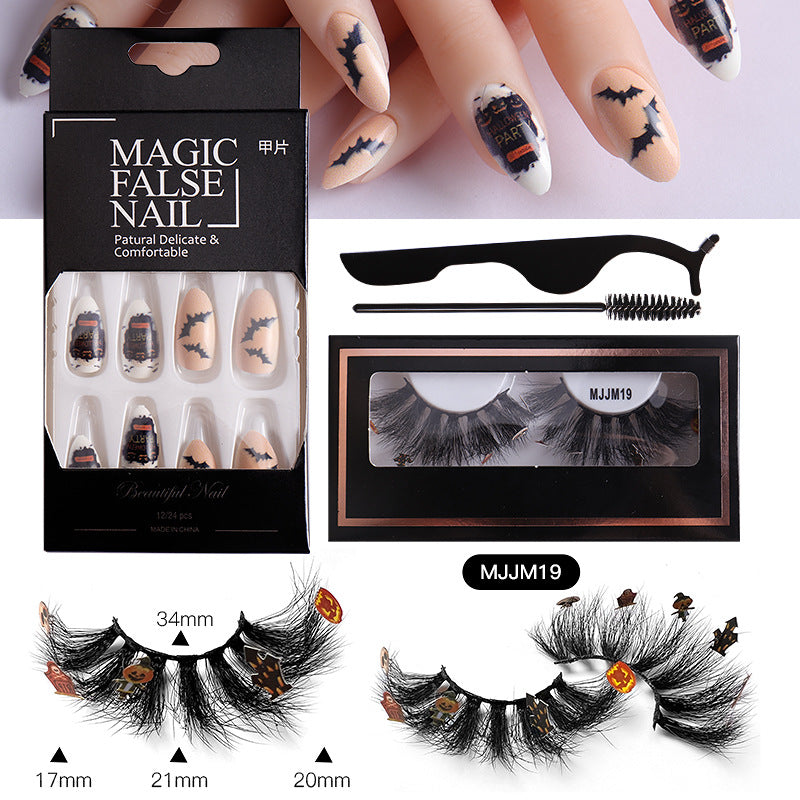 Halloween False Eyelashes & Nail Art Set | Dramatic Look