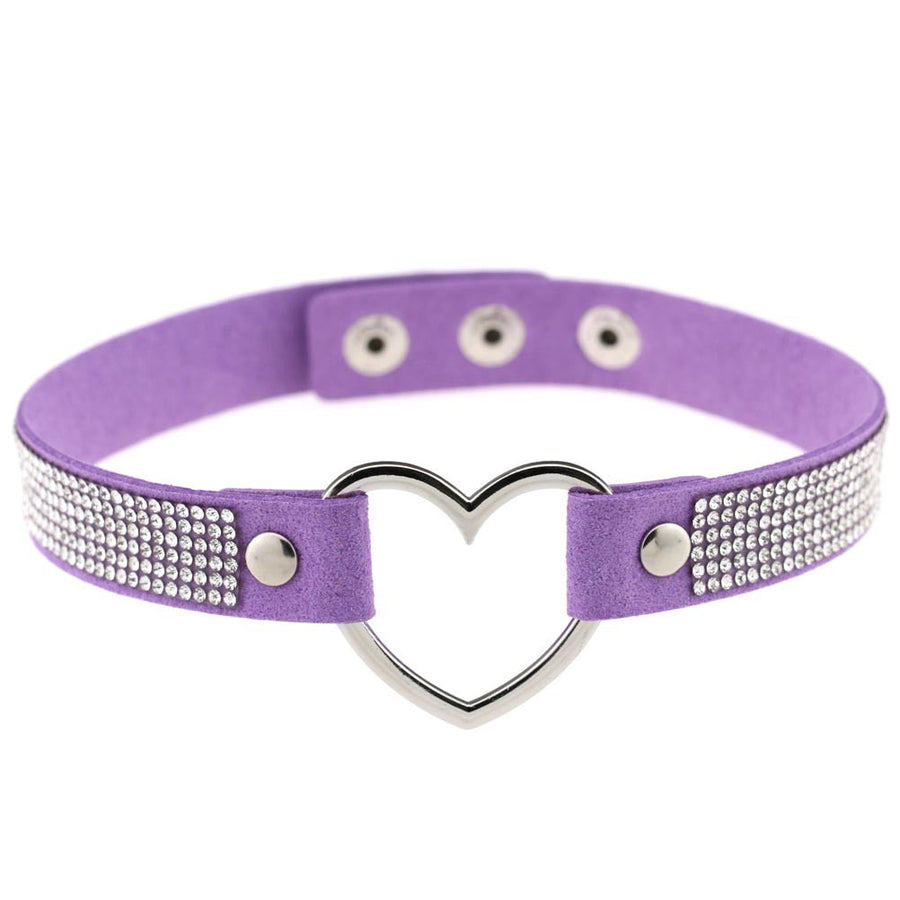 Rhinestone Heart Choker — Statement Harajuku Collar in 10