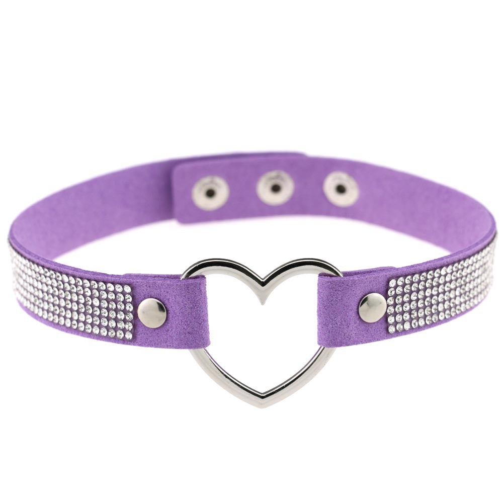 Rhinestone Heart Choker — Statement Harajuku Collar in 10