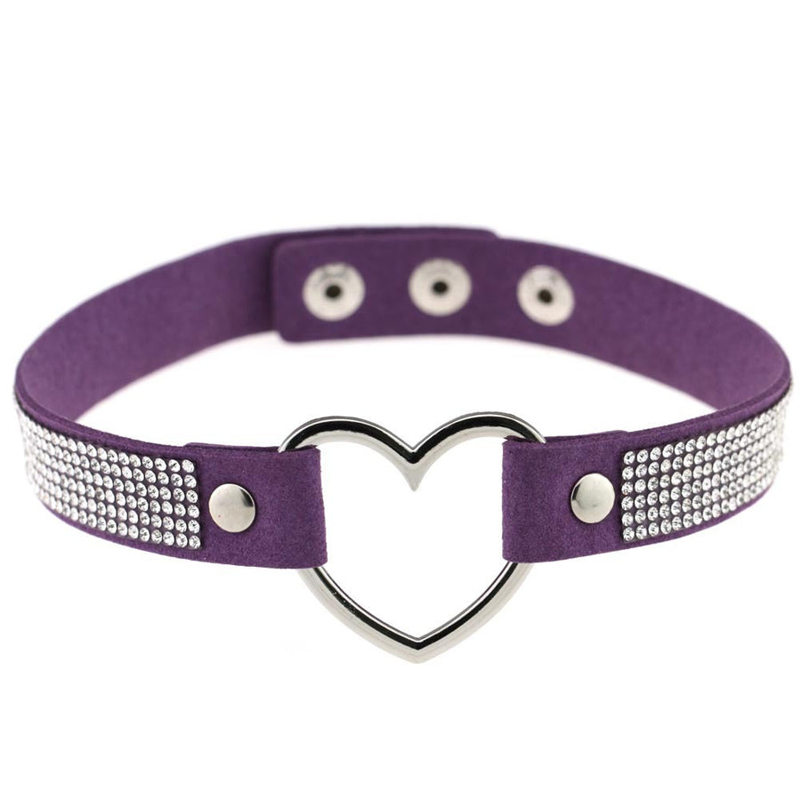 Rhinestone Heart Choker — Statement Harajuku Collar in 10
