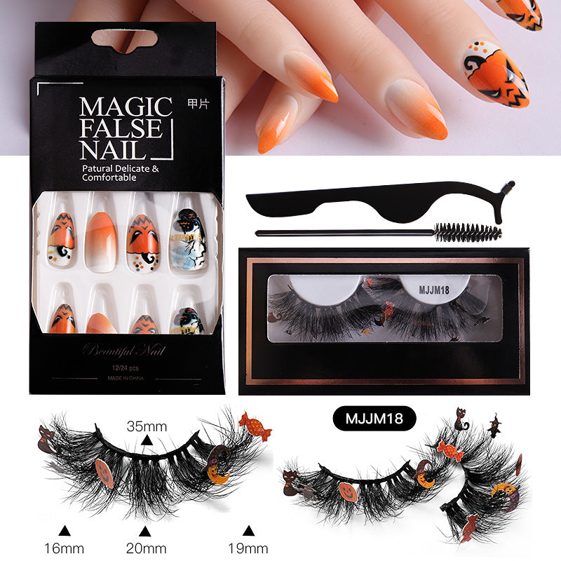 Halloween False Eyelashes & Nail Art Set | Dramatic Look