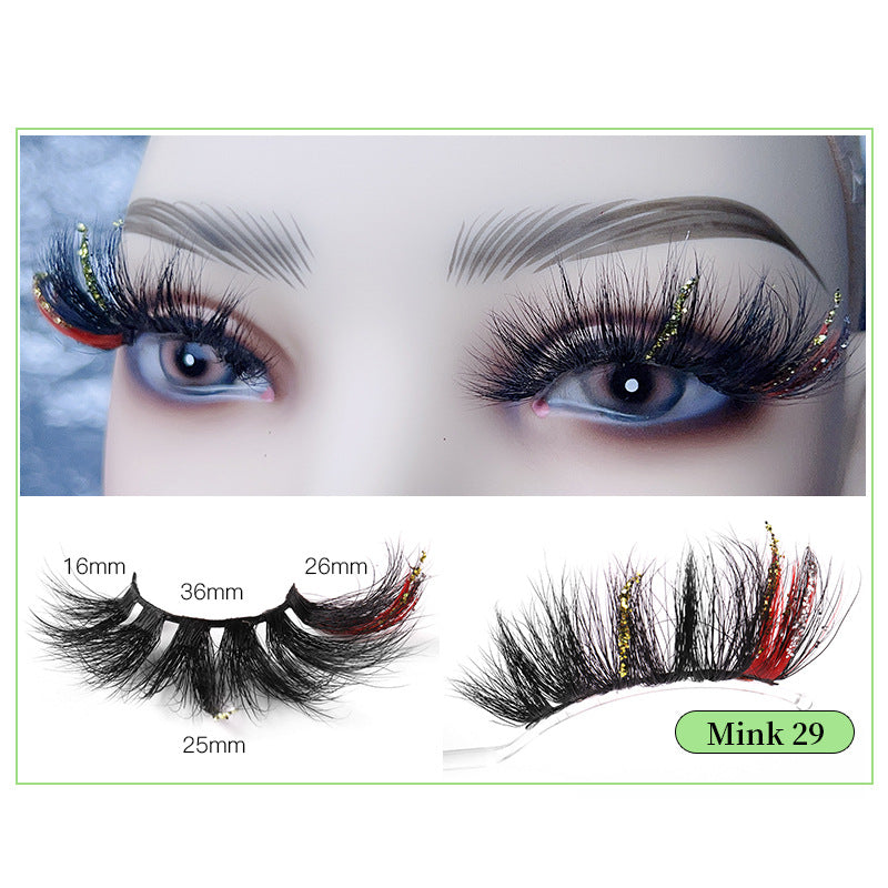 Pink Sequin Mink Lashes 25mm Dramatic Christmas Eyes