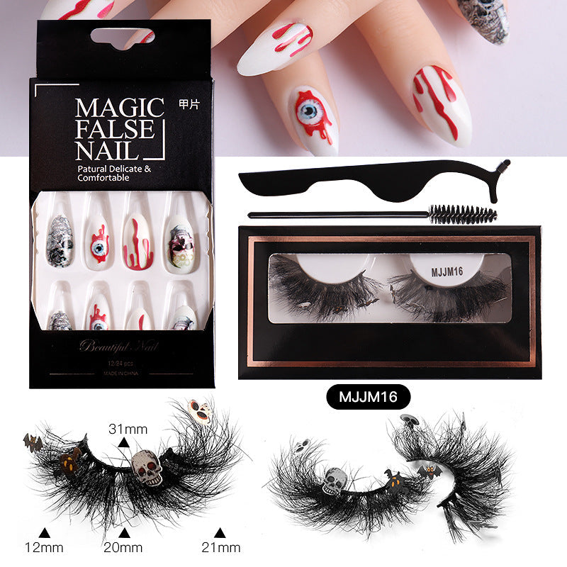 Halloween False Eyelashes & Nail Art Set | Dramatic Look