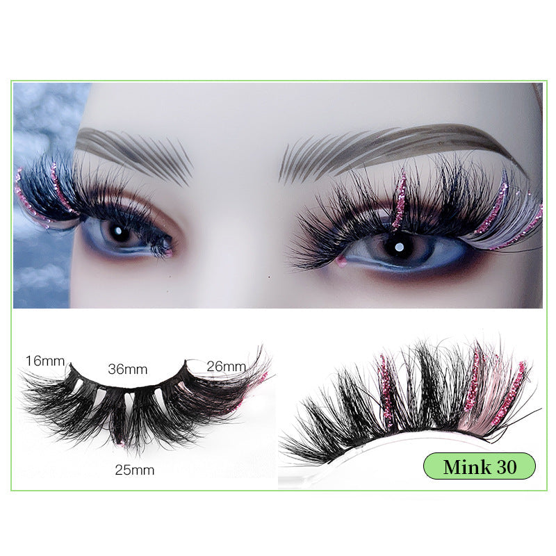 Pink Sequin Mink Lashes 25mm Dramatic Christmas Eyes
