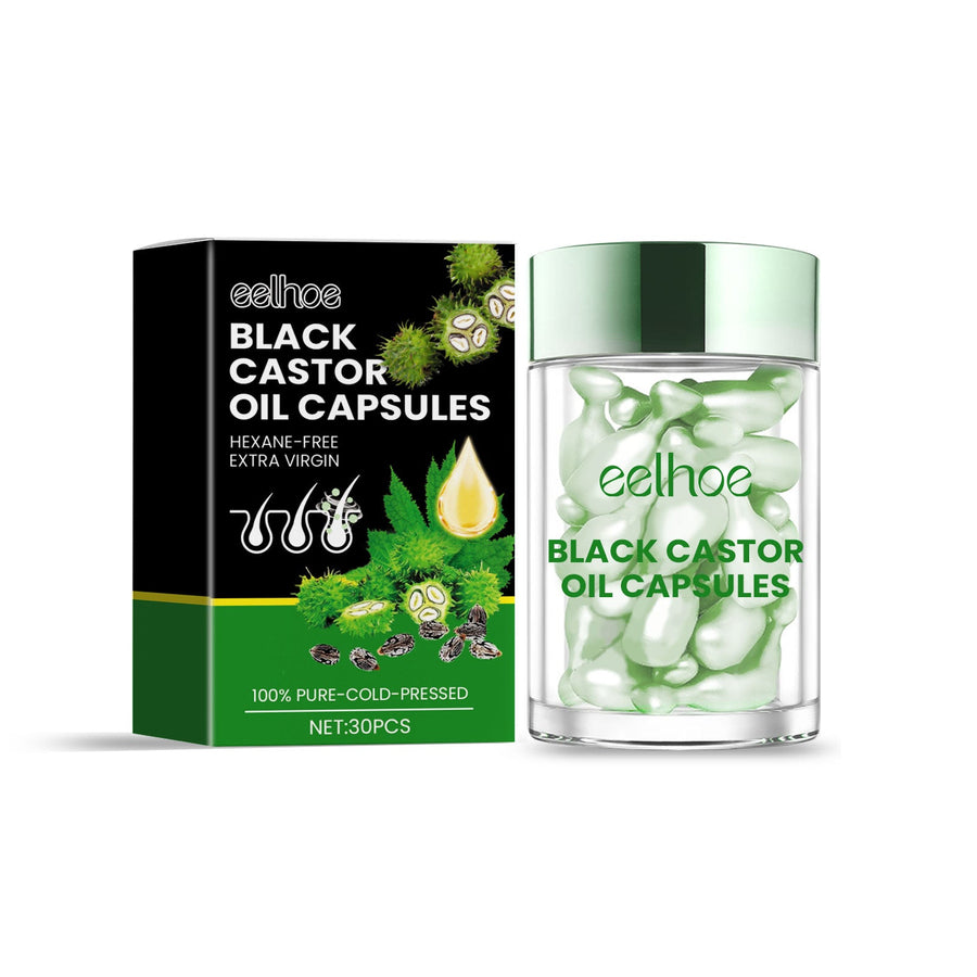 Black Castor Oil Capsules for Softer, Glossier Hair